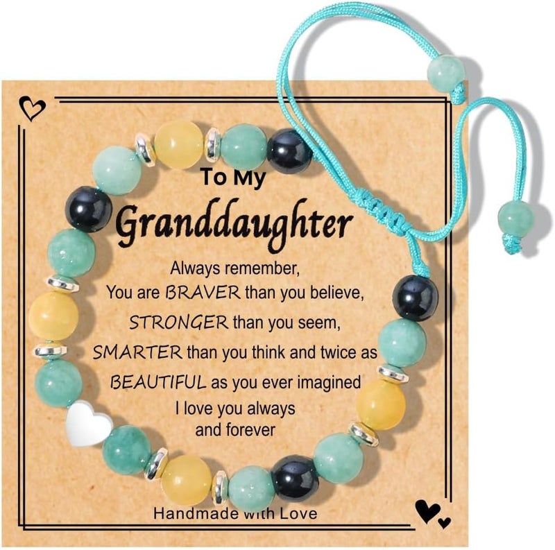 Chuchoter To My Daughter/Granddaughter/Niece Bracelet,Sweet Heart Natural Stone Beaded Bracelet For girl,Birthday Christmas Valentines Graduation Gifts for girl - Image 1